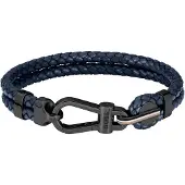 BOSS Bracciale Doppio Pelle Blu Scuro 1580701 19 Cm — Bracciale