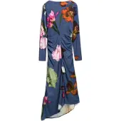 Desigual , Vestido midi assimétrico, Viscose, Azul, XL
