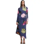 Desigual , Vestido midi assimétrico, Viscose, Azul, XS