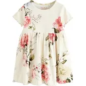 Next Vestido bege claro / oliveira / magenta / rosa pastel