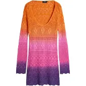 Desigual , Vestido de crochê Tie-Dye, AlgodÃO, Laranja, M