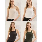 Trendyol Top creme / antracite / cáqui / branco