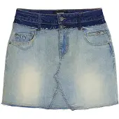 Desigual , Saia jeans de cintura dupla, AlgodÃO, Azul, XL