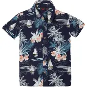 KOROSHI Camisa navy / azul claro / vermelho-alaranjado / branco