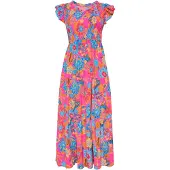 Usha Vestido azul / laranja / rosa claro