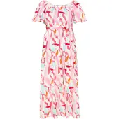 Usha Vestido aqua / rosa / vermelho