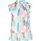 Usha Blusa 'Fashion Look' azul claro / rosé / vermelho / offwhite
