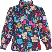 Usha Blusa bege / azul claro / fúcsia / vermelho