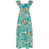 Usha Vestido de verão verde / lavanda / laranja / rosa claro