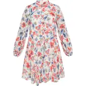 Usha Vestido azul / vermelho florescente / branco