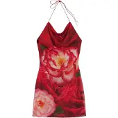 Desigual , Vestido mini flores Tyler McGillivary, PoliÉSter, Vermelho, M