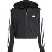 Adidas Casaco de treino em moletão 'Essentials' preto / branco