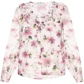 Usha Blusa 'Fashion Look' verde / cor-de-rosa / eosin / branco