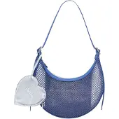 Desigual , Bolsa tiracolo de malha média, Poliuretano, Azul, U