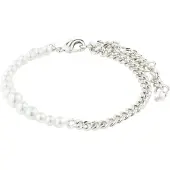 Pilgrim Pulseira 'Relando' prata / branco pérola