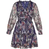 Usha Vestido 'Fashion Look' navy / verde / vermelho / vermelho vinho