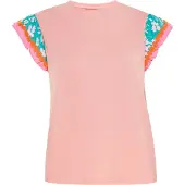 Usha Blusa 'Fashion Look' turquesa / pêssego / rosa
