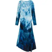 Desigual , Vestido longo com paisagem, Viscose, L
