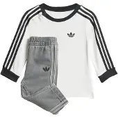 Adidas Fato de jogging 'Denim Long Sleeve Tee Set' cinzento denim / preto / branco
