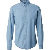 Pepe Jeans para homem. PM3090014C0 Camisa clássica slim azul (L), Casual, Algodão, Manga comprida