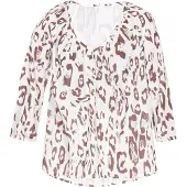 Faina Blusa 'Fashion Look' mocha / branco