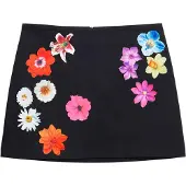 Desigual , Saia mini flores Tyler McGillivary, AlgodÃO, Preto, M