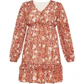 Usha Vestido 'Fashion Look' castanho ferrugento / branco