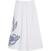 Desigual , Saia midi bordada, AlgodÃO, Branco, L
