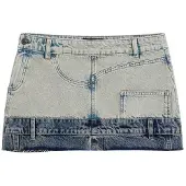 Desigual , Saia mini com cintura dupla, AlgodÃO, Azul, XL