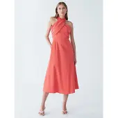 BWLDR Vestido 'ALORA COTTON MIDI' salmão