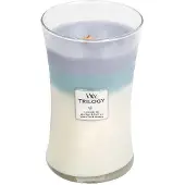 Woodwick Trilogy Vela perfumada Calming Retreat com pavio de madeira 609,5g