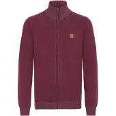INDICODE JEANS Casaco de malha 'Andy' castanho / vermelho vinho