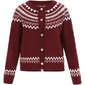 Dreimaster Maritim Casaco de malha vermelho escuro / branco