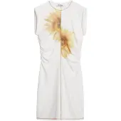Desigual , Vestido curto girassol lyocell, Liocel, Branco, XS