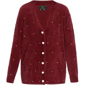 Faina Casaco de malha vermelho escuro