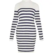Usha Vestido de malha 'Classic' marinho / branco