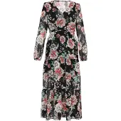 Usha Vestido verde relva / carmesim / preto
