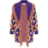 IZIA Casaco de malha azul claro / amarelo / roxo / vermelho-alaranjado