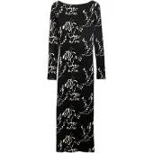 Desigual , Vestido decote quadrado Lettering, Viscose, Preto, L
