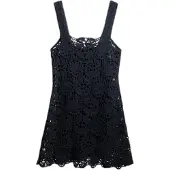 Desigual , Vestido mini de crochê, AlgodÃO, Preto, M