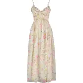 Trendyol Vestido de verão ecru / amarelo / cor-de-rosa / branco