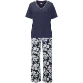 LASCANA Pijama azul escuro / verde pastel / branco