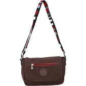 Mindesa Mala de ombro azul claro / castanho escuro / vermelho / branco