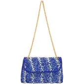 NAEMI Mala de ombro azul escuro / branco
