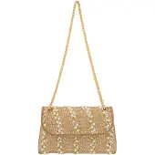 NAEMI Mala de ombro castanho claro / amarelo escuro / ouro / branco pérola