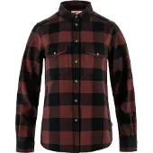 Fjällräven - Övik Heavy Flannel Shirt W Dark Navy Maroon para Mulher - Tamanho L