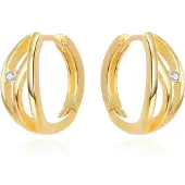 Beneto Brincos de argola banhados a ouro com zircão AGUC3345