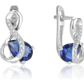 Beneto Brincos de prata deslumbrantes com zircão azul AGUC2692-DB