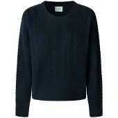 Pepe Jeans para mulher. PL7000019 Camisola Candide azul-marinho (L), Casual, Algodão