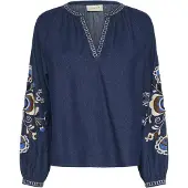 Cream Blusa 'Gro' creme / azul / navy / castanho